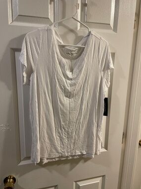 Rachel Zoe 1X White Short Sleeve V-Neck Tee